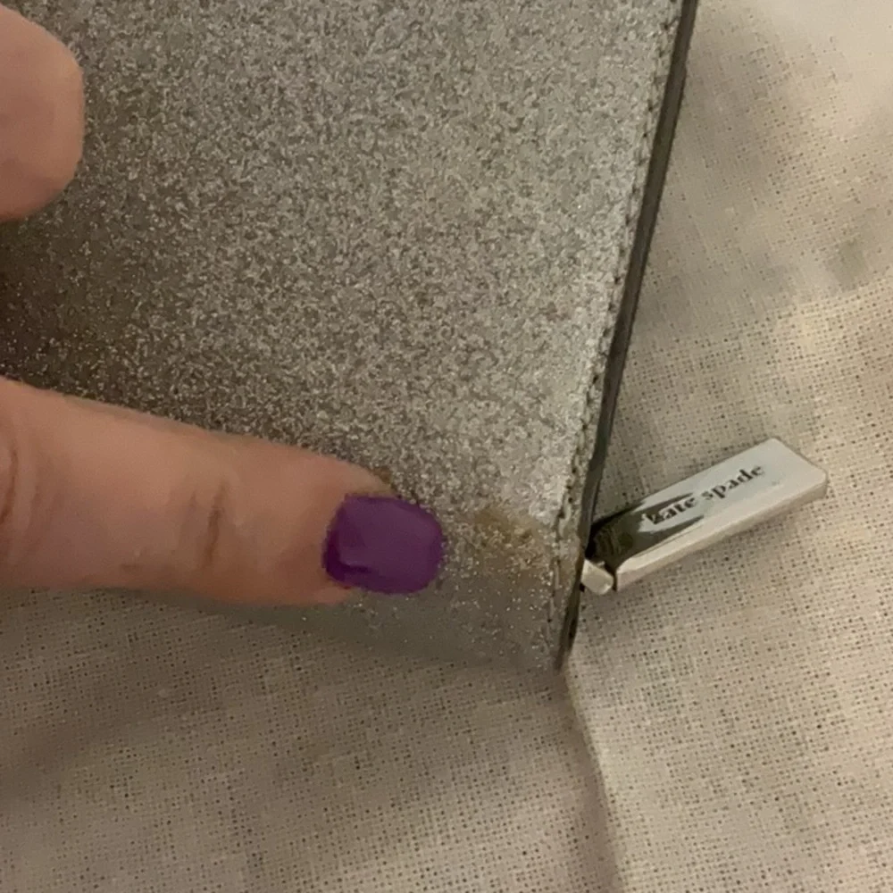 Kate Spade Glimmer Glitter Bifold Wallet, Silver, 5.5”x3.5”x1” - Picture 11 of 12